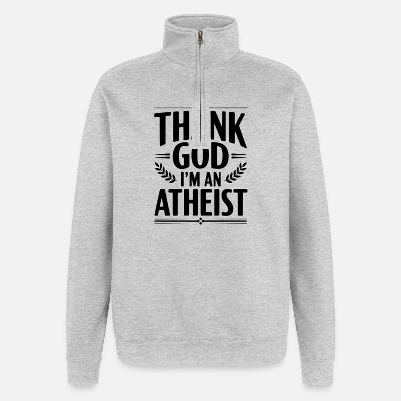 Gott sei Dank bin ich Atheist - Quarter-Zip-Sweatshirt - Grau meliert