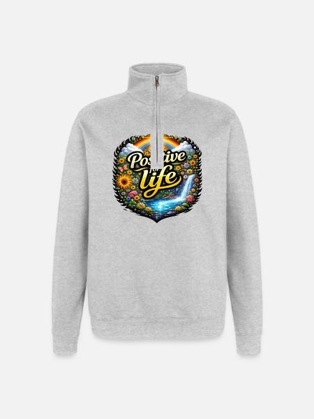 Positive for life - Quarter-Zip Sweatshirt - heather grey