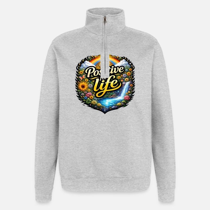 Positif à vie - Sweat à zip 1/4 - gris chiné