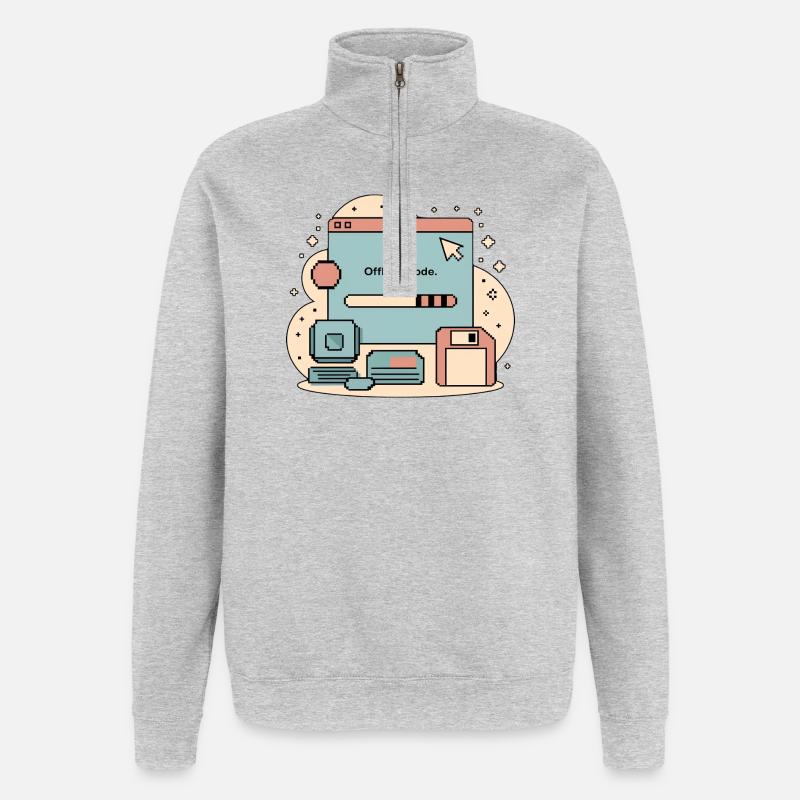 Offline Mode Retro Internet - Quarter-Zip-Sweatshirt - Grau meliert