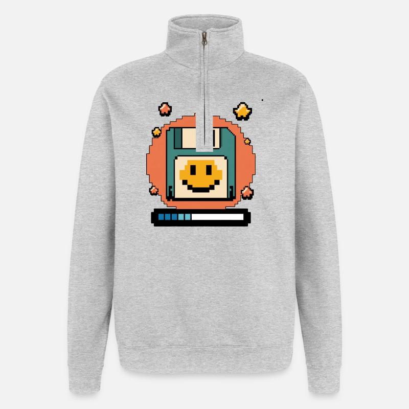 Floppy Disk Retro Internet - Quarter-Zip Sweatshirt - heather grey