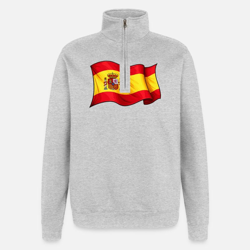 Conception des ondes du drapeau espagnol - Sweat à zip 1/4 - gris chiné