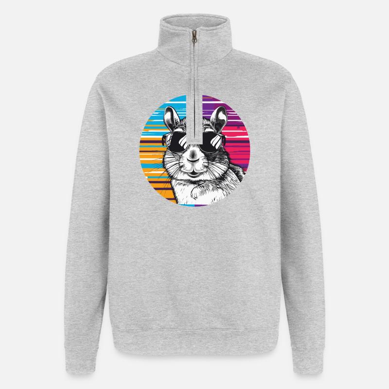 Hamster with sunglasses - Quarter-Zip Sweatshirt - heather grey