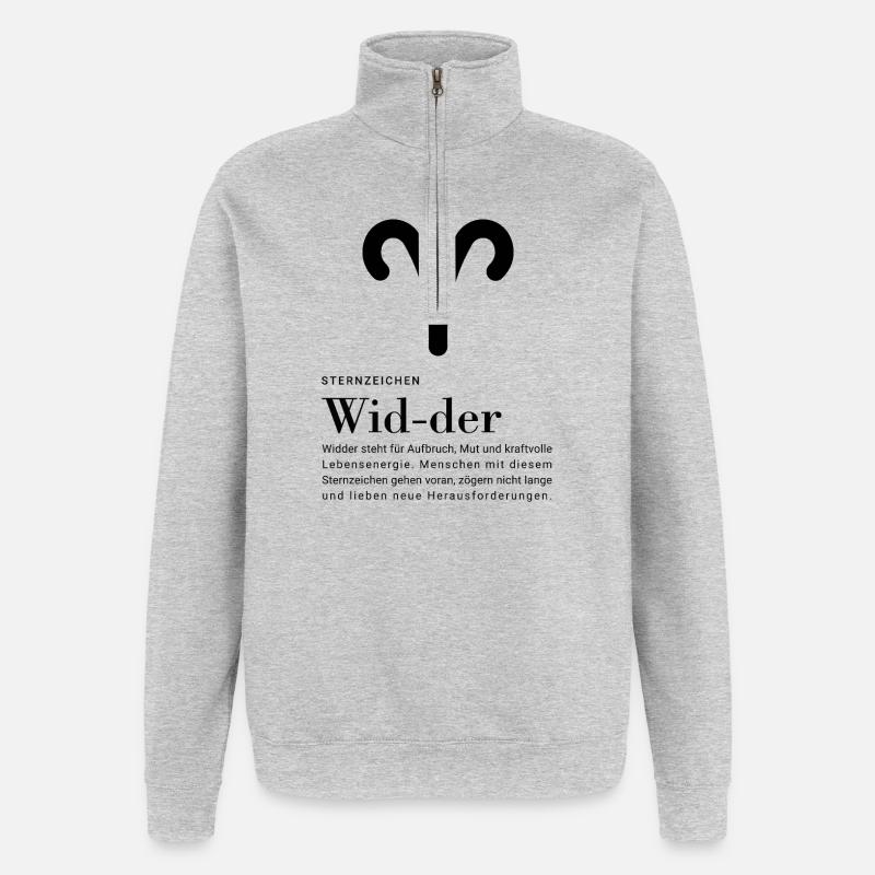 Sternzeichen Widder - Quarter-Zip-Sweatshirt - Grau meliert