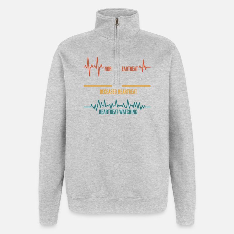 Variations du battement cardiaque Pression - Sweat à zip 1/4 - gris chiné