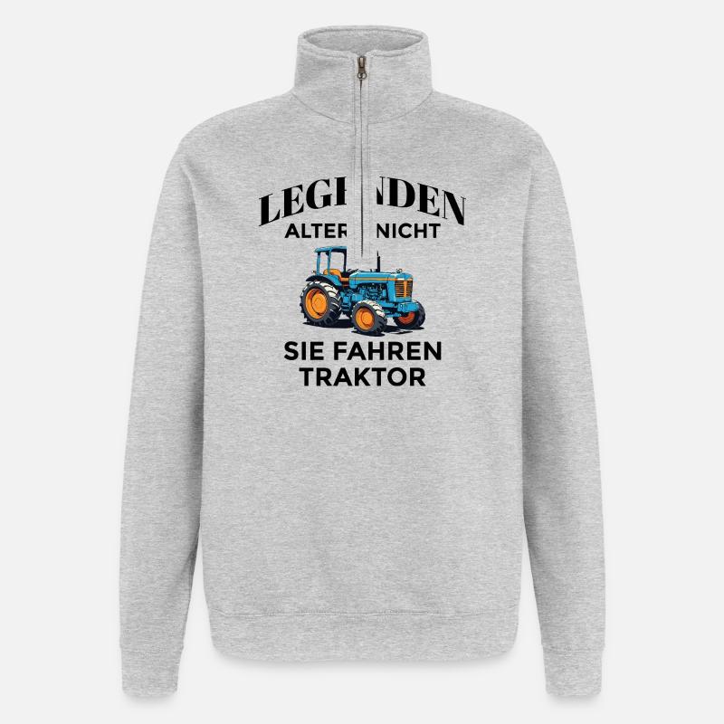 Les légendes entraînent des tracteurs - Sweat à zip 1/4 - gris chiné