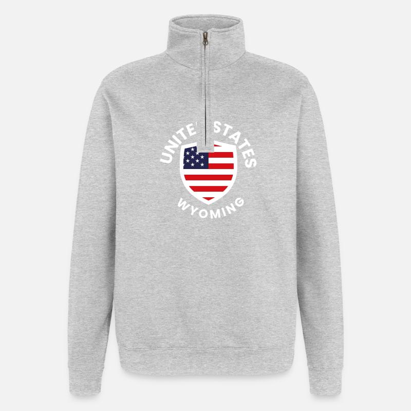 Bouclier uni du Wyoming - Sweat à zip 1/4 - gris chiné