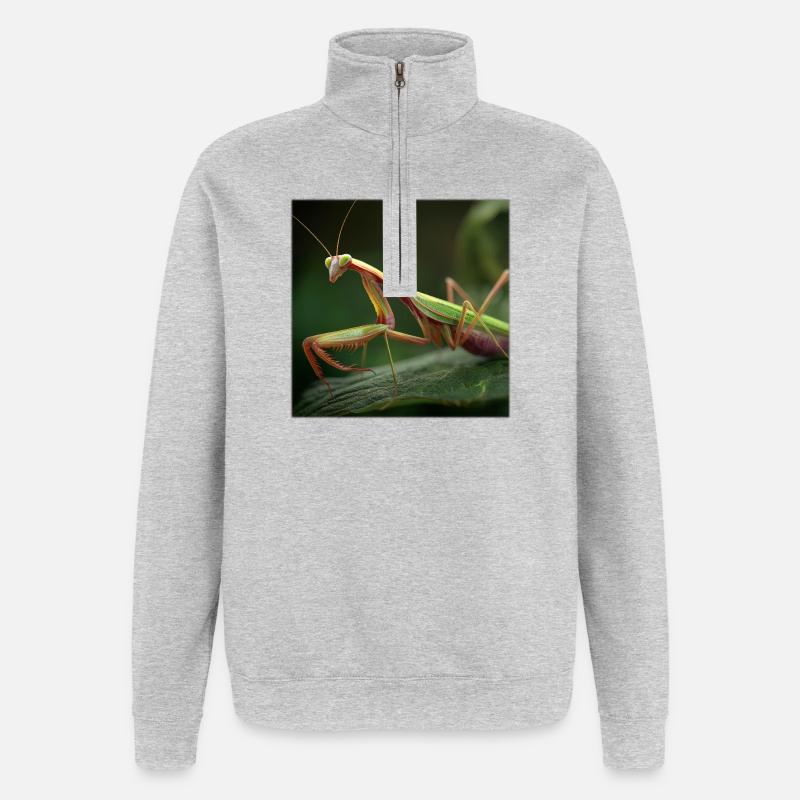 Praying mantis macro elegant mantis - Quarter-Zip Sweatshirt - heather grey