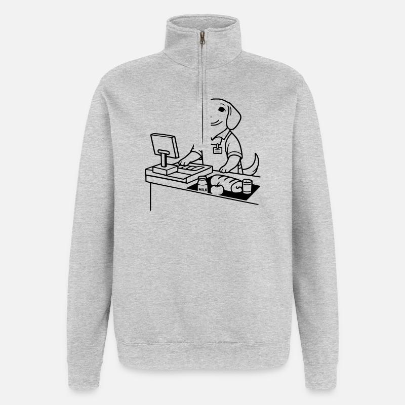 Caissière de chiens de supermarché - Sweat à zip 1/4 - gris chiné