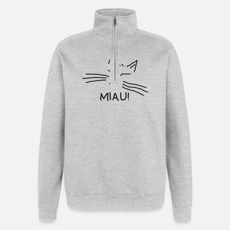 Propriétaire de chat Miaulement de chat - Sweat à zip 1/4 - gris chiné