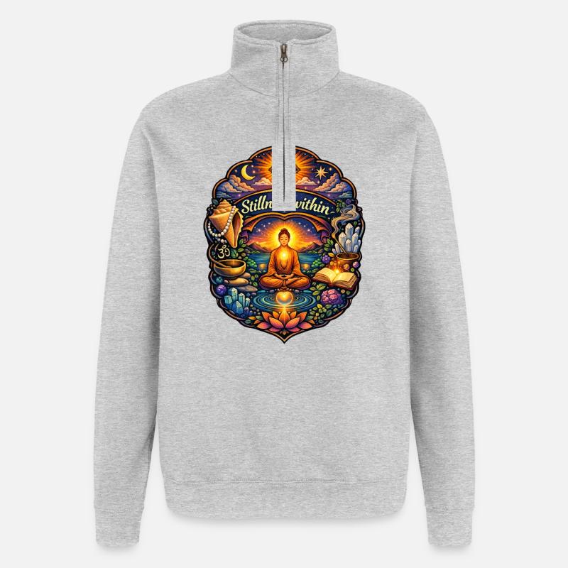 Stillness Within: Inner Light - Quarter-Zip Sweatshirt - heather grey