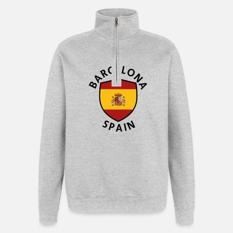 Barcelona Shield Spanien - Quarter-Zip-Sweatshirt - Grau meliert