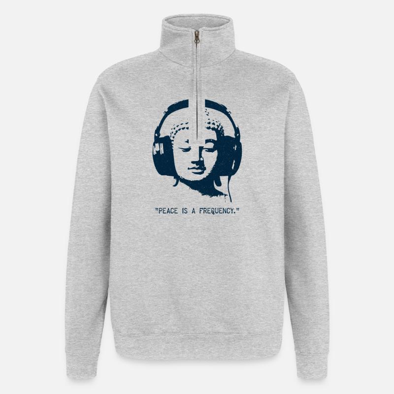 Buddha - Peace is a Frequency - Quarter-Zip Sweatshirt - heather grey