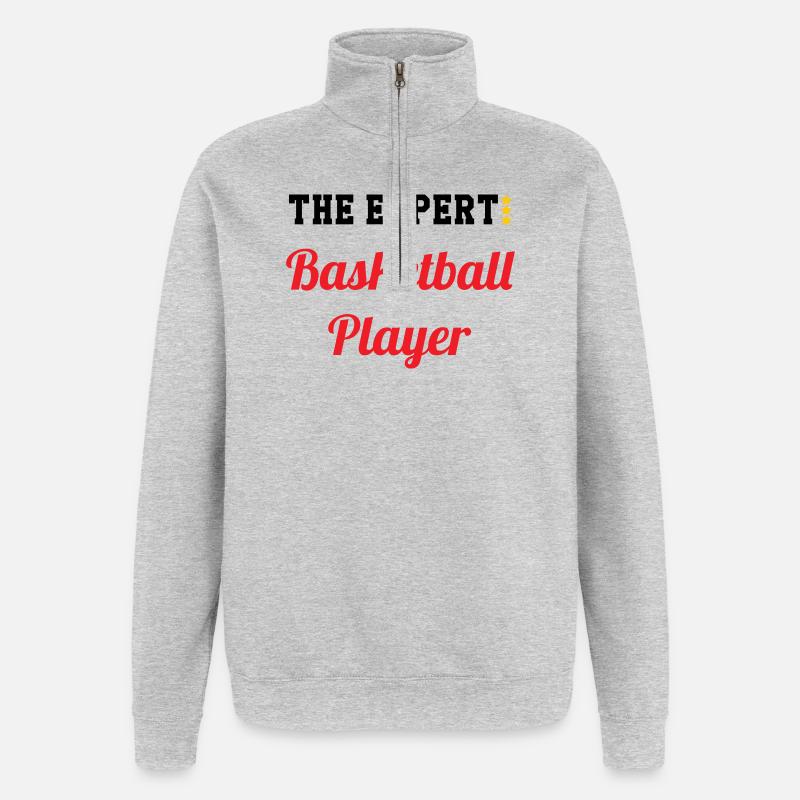 Der Basketball-Experte - Quarter-Zip-Sweatshirt - Grau meliert