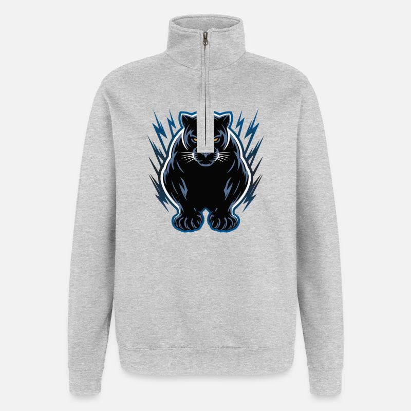 Néon de la Panthère Nocturne - Sweat à zip 1/4 - gris chiné