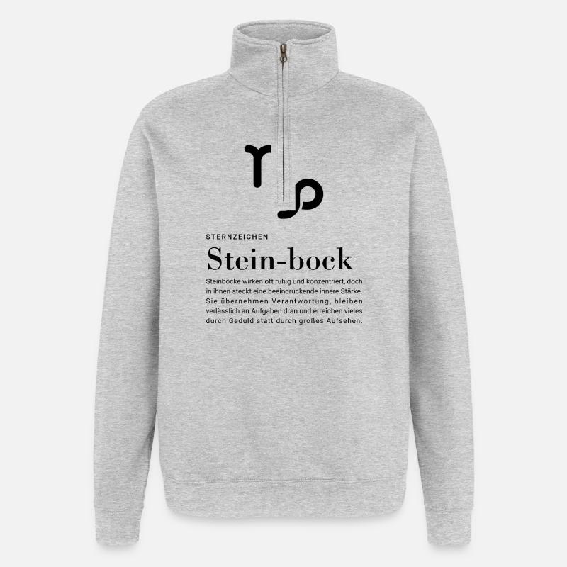 Sternzeichen Steinbock - Quarter-Zip-Sweatshirt - Grau meliert