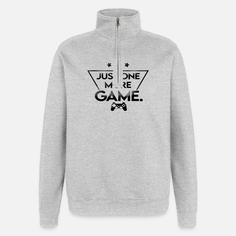 Just_one_more_game_-_schwarz_ - Quarter-Zip-Sweatshirt - Grau meliert