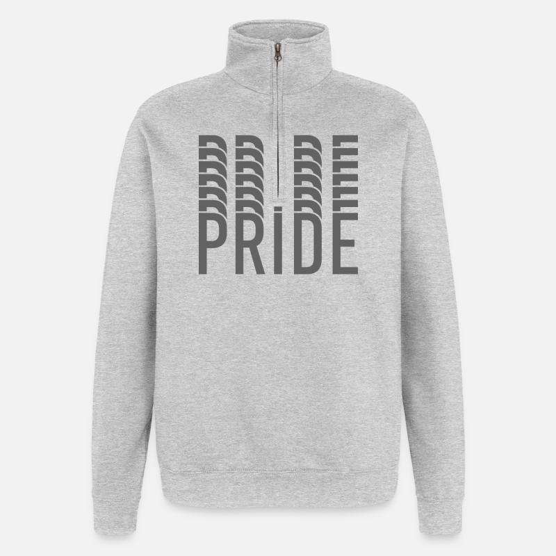 Monogramme Pride en nuances de gris - Sweat à zip 1/4 - gris chiné