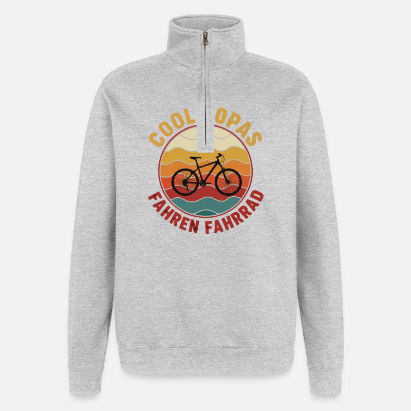 Des grands-pères cool faisant du vélo - Sweat à zip 1/4 - gris chiné