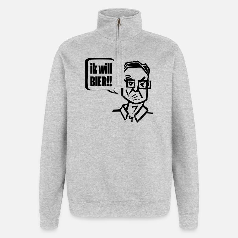 Der Kiecker will Pils - Quarter-Zip-Sweatshirt - Grau meliert