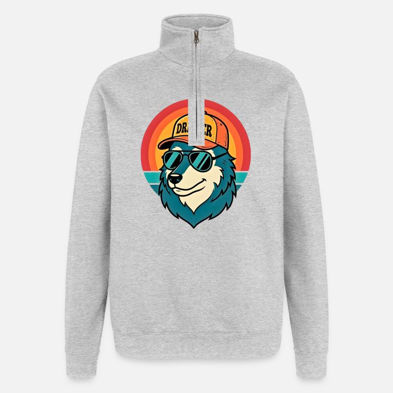 Drifter Wolf Sonnenuntergangs-Tee - Quarter-Zip-Sweatshirt - Grau meliert