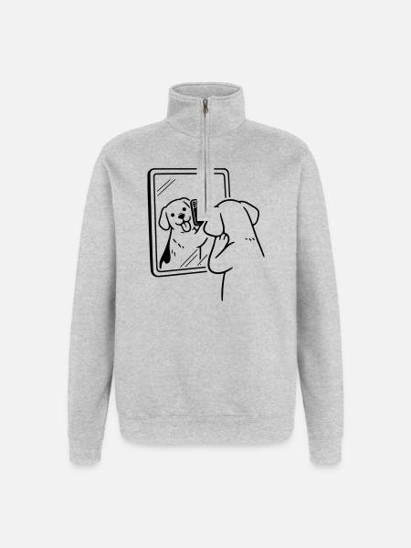 Selfie Dog Dog - Quarter-Zip Sweatshirt - heather grey