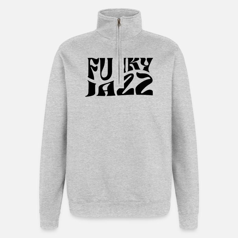 Funky Jazz Musik-Logo-Design - Quarter-Zip-Sweatshirt - Grau meliert