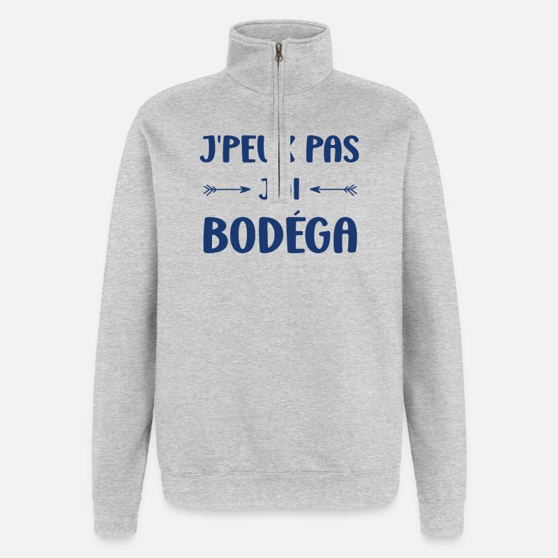 Ich kann nicht, ich habe Bodéga - Quarter-Zip-Sweatshirt - Grau meliert
