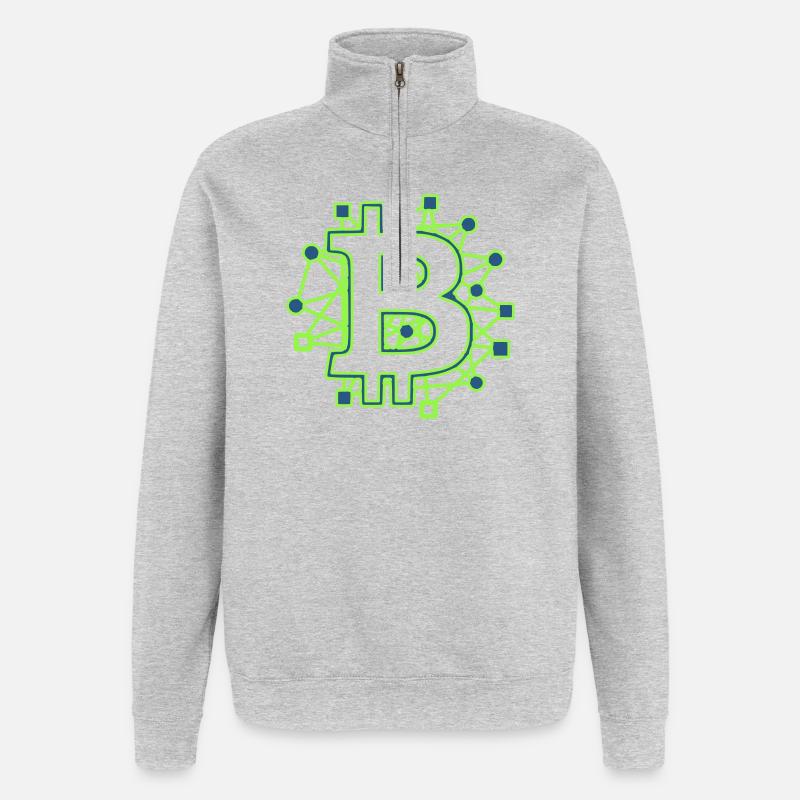 Bitcoin Board Circuit Tech Crypto - Quarter-Zip Sweatshirt - heather grey