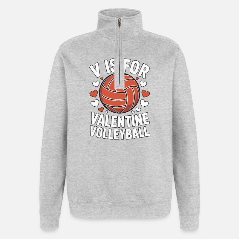 V est pour Valentine Volleyball - Sweat à zip 1/4 - gris chiné