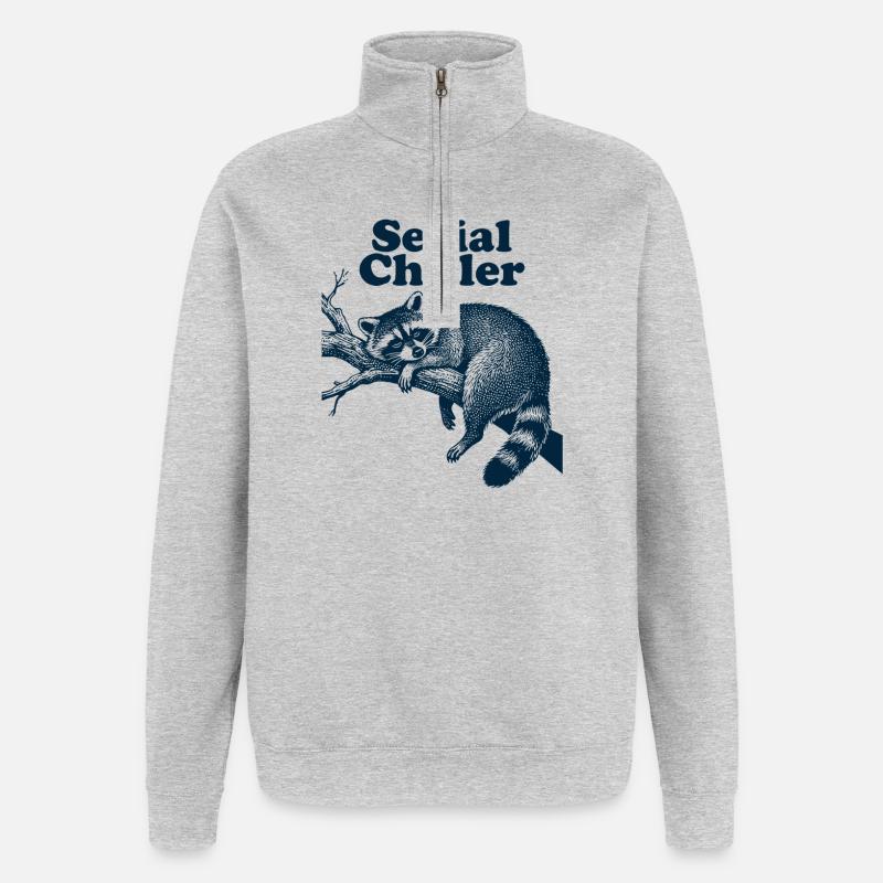 Raton laveur en série - Sweat à zip 1/4 - gris chiné