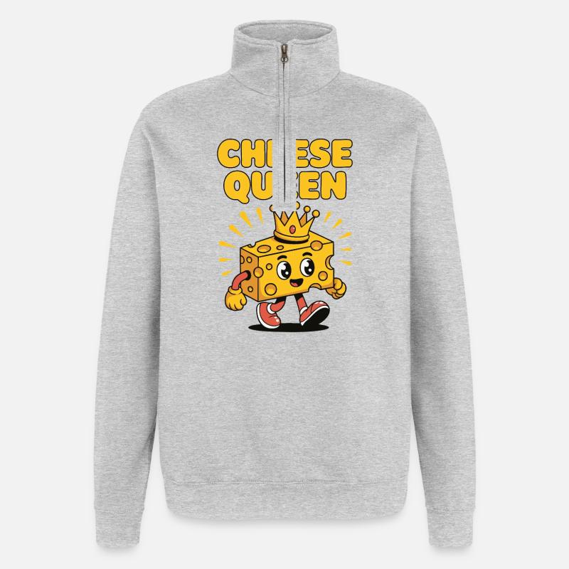 Cheese Queen – Fromage à couronne - Sweat à zip 1/4 - gris chiné