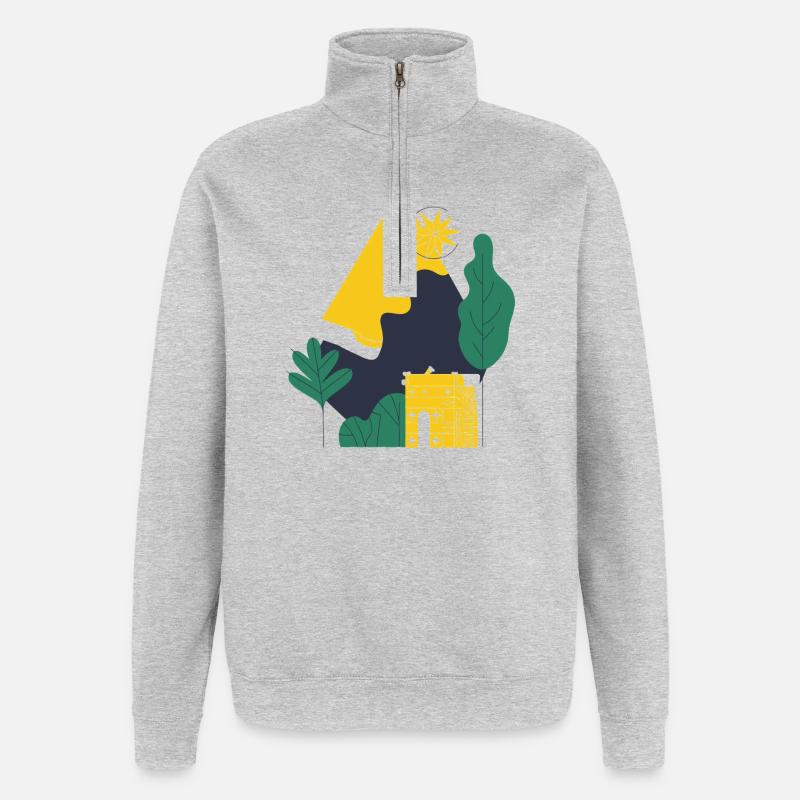 Abstrakte Wüstenlandschaft - Quarter-Zip-Sweatshirt - Grau meliert
