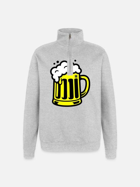 Bier Bierkrug Symbol - Quarter-Zip-Sweatshirt - Grau meliert