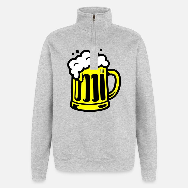 Icône de chope de bière - Sweat à zip 1/4 - gris chiné