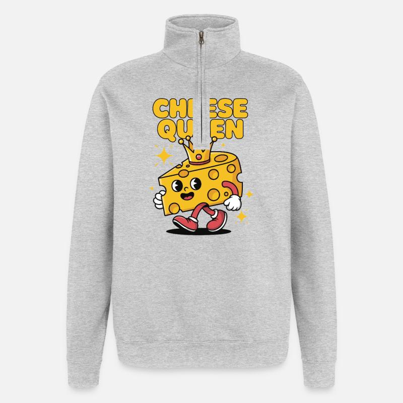 Cheese Queen – Käse mit Krone - Quarter-Zip-Sweatshirt - Grau meliert