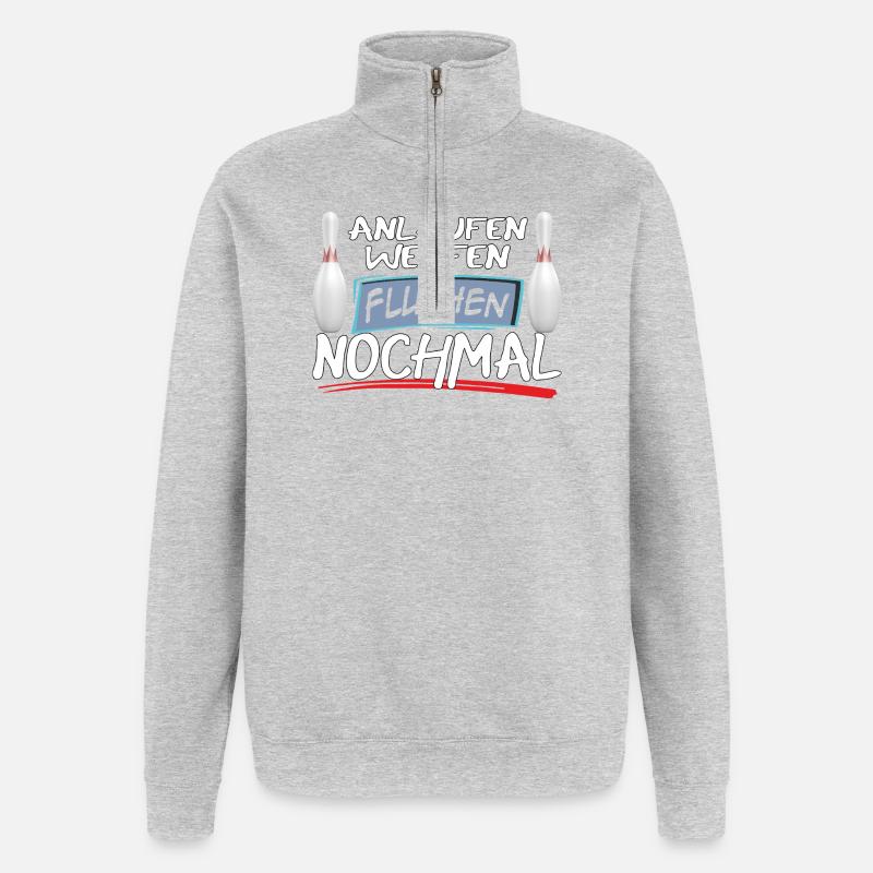 Run-up, throwing, cursing, bowling again - Quarter-Zip Sweatshirt - heather grey