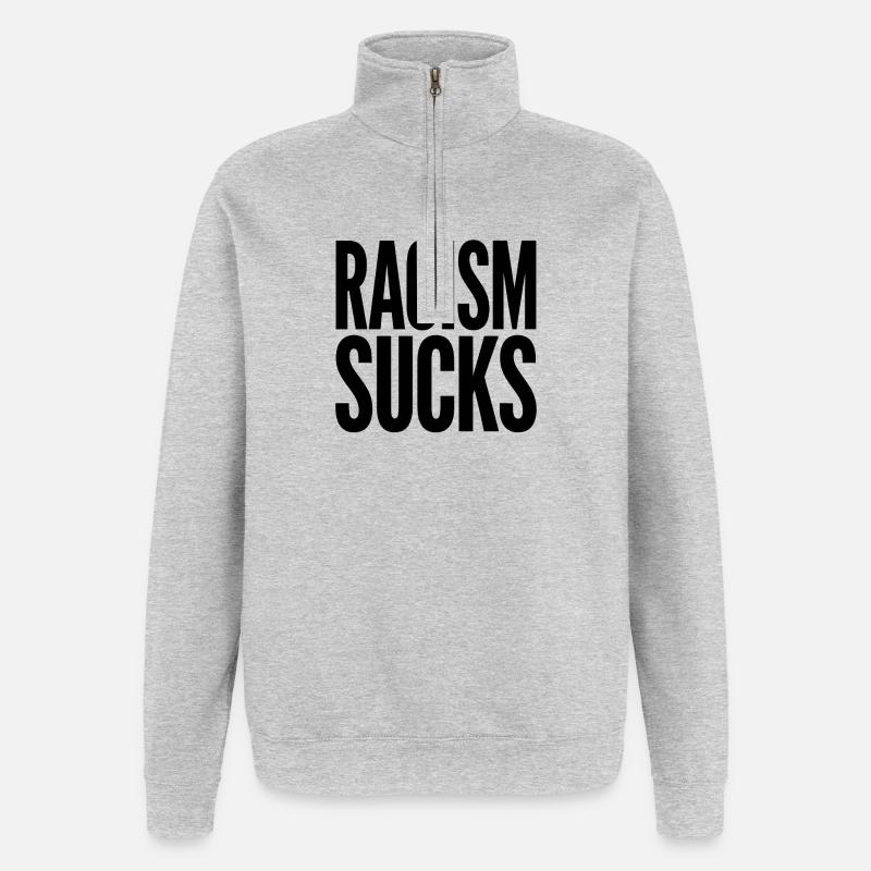 Rassismus ist schrecklich – Cooles Pride-Logo - Quarter-Zip-Sweatshirt - Grau meliert