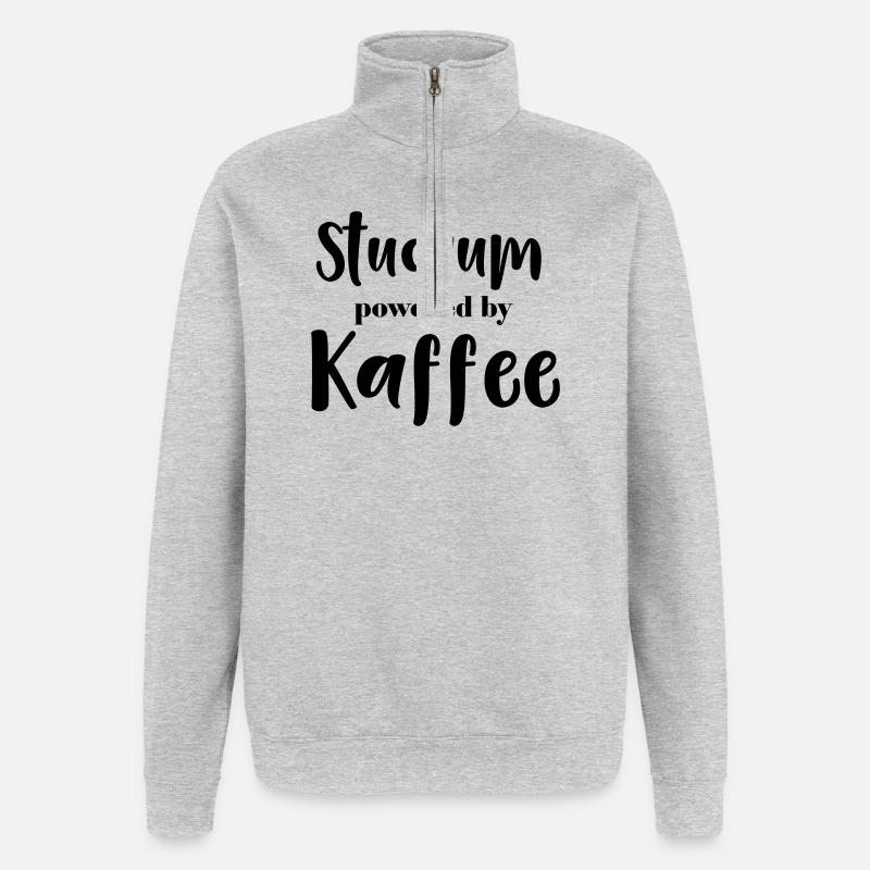 Studium powered by Kaffee - Quarter-Zip-Sweatshirt - Grau meliert