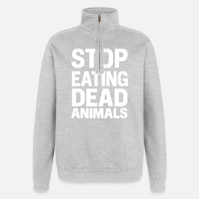 Stop Eating Dead Animals - Quarter-Zip Sweatshirt - heather grey