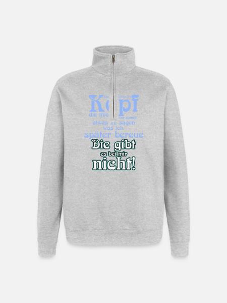 Stimmen im Kopf... - Quarter-Zip-Sweatshirt - Grau meliert