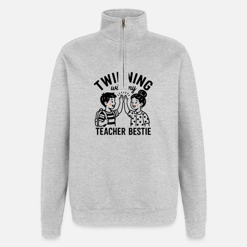 Partnerschaft mit meiner besten Lehrerin - Quarter-Zip-Sweatshirt - Grau meliert