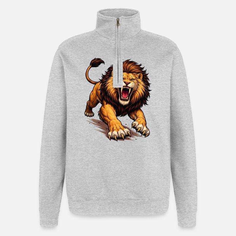Fierce Lion Comic - Quarter-Zip Sweatshirt - heather grey