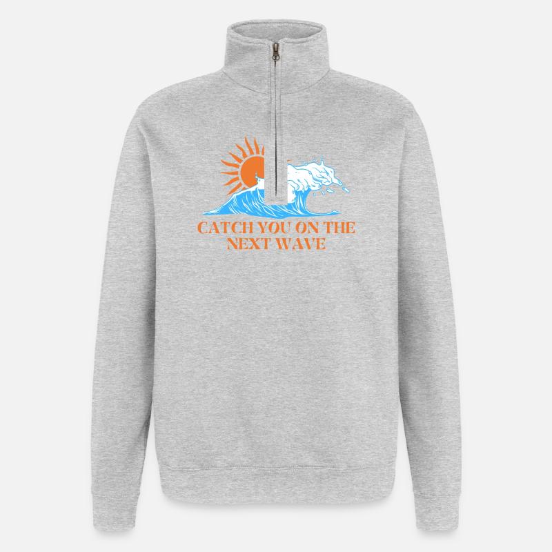 catch the next wave - Sweat à zip 1/4 - gris chiné