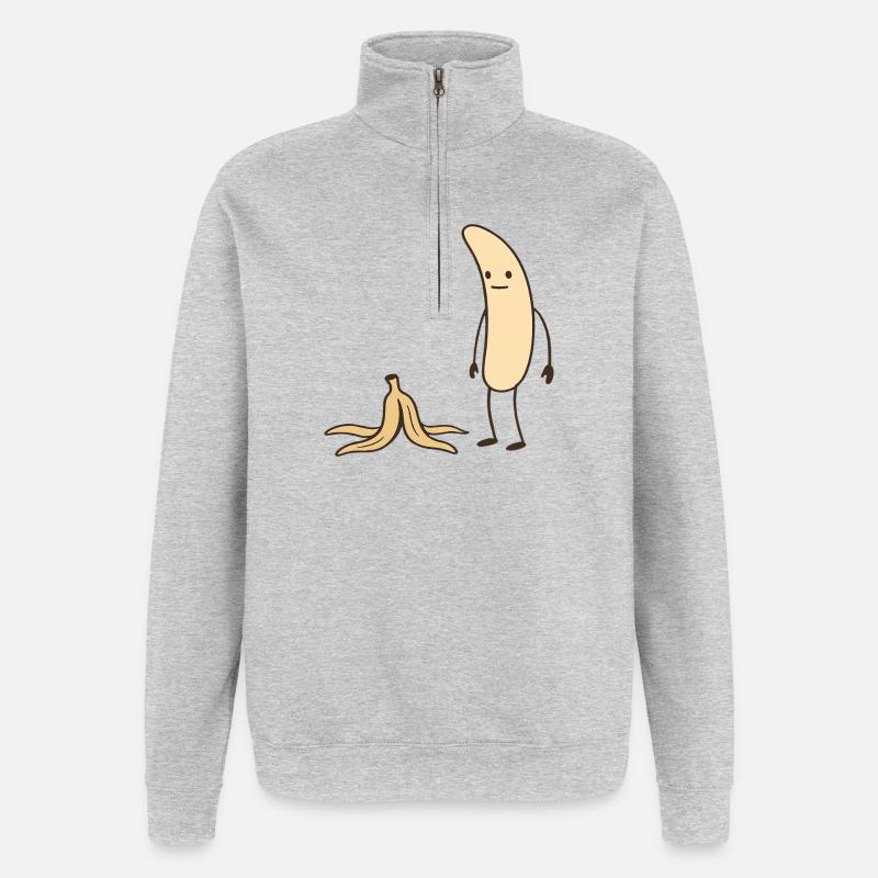 Héros Banane à la peau - Sweat à zip 1/4 - gris chiné