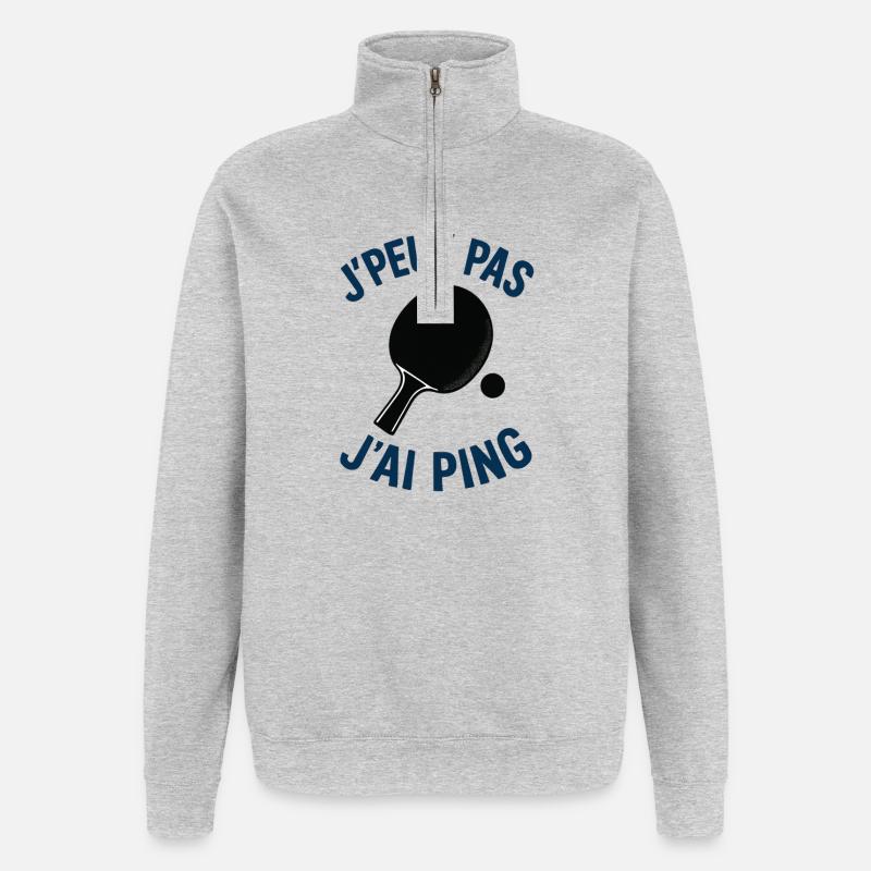 J'peux pas J'ai Ping - Sweat à zip 1/4 - gris chiné