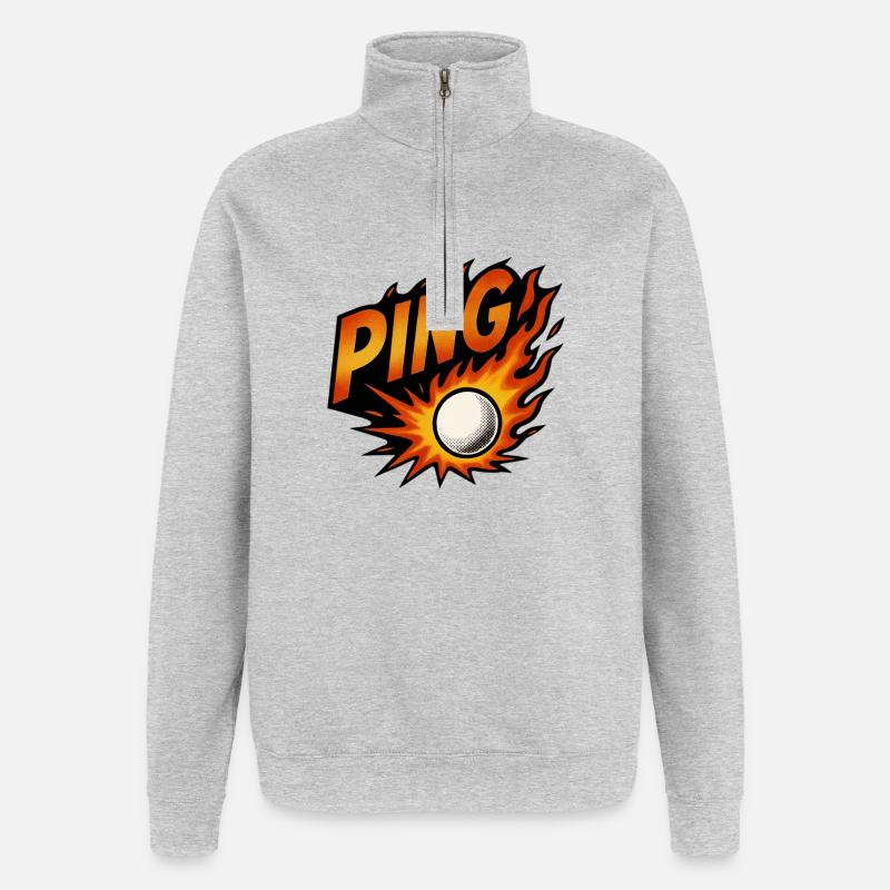 Ping Pong - Tennis de Table - Quarter-Zip Sweatshirt - heather grey