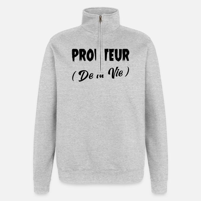 PROFITEUR (DES LEBENS)! (schwarz) - Quarter-Zip-Sweatshirt - Grau meliert