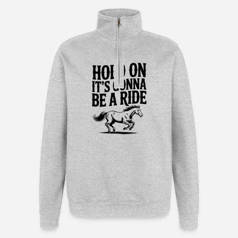 Warte kurz – Es wird eine Fahrt - Quarter-Zip-Sweatshirt - Grau meliert