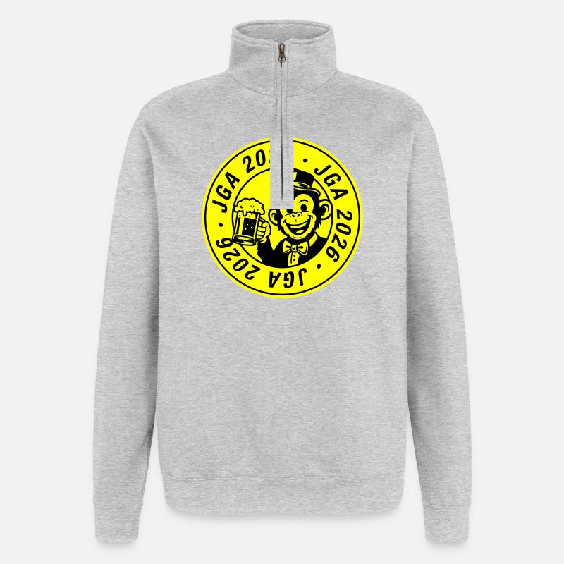 Jga 2026 Affe Bräutigam - Quarter-Zip-Sweatshirt - Grau meliert